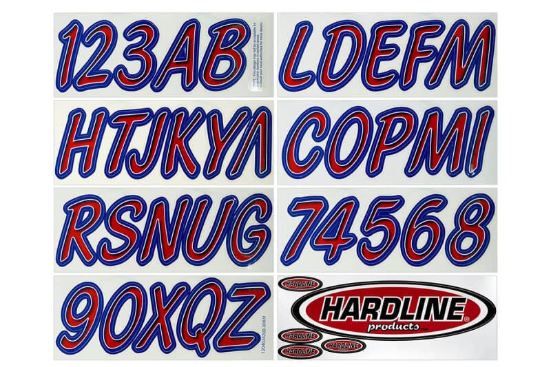 Hardline — Hardline Boat Lettering Registration Kit 3 in. - 400 Red/Purple