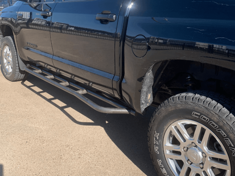 Cali Raised LED — Cali Raised 14-21 Toyota Tundra Step Edition Rock Sliders - Kick Out / No Filler Plate / Raw Steel