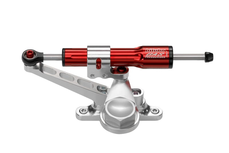 Bitubo Suspension — Bitubo KITC Steering Damper Kit Under Instruments Mounting With Red Shock Absorber