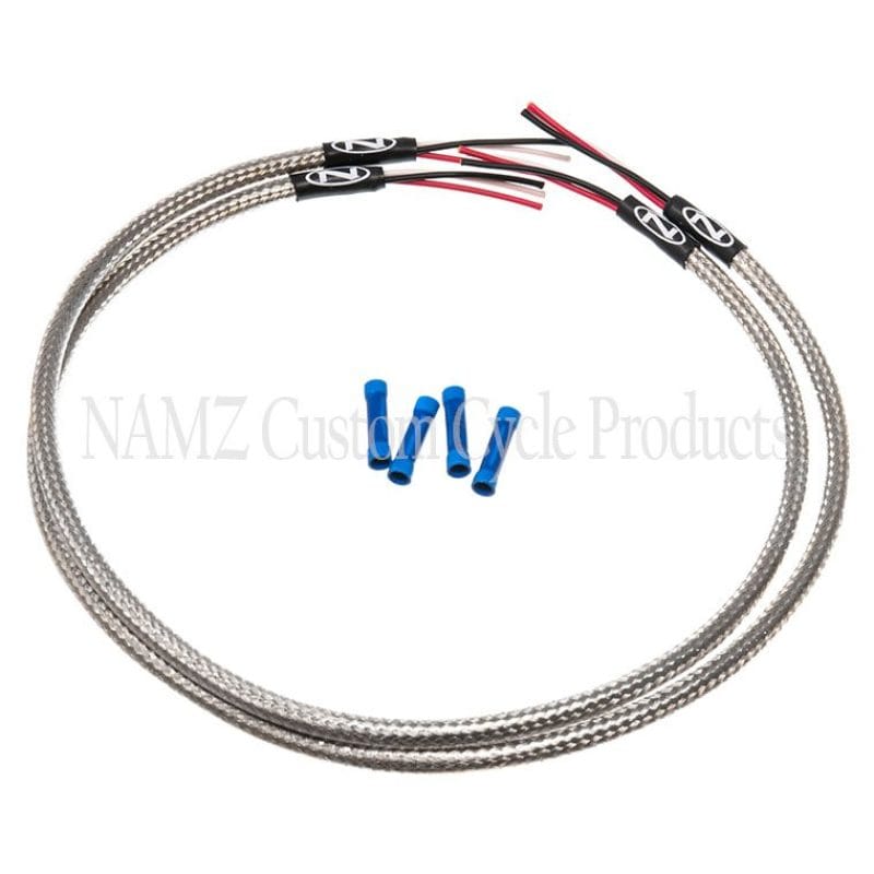 NAMZ — NAMZ Turn Signal Harness 24in. (SS Braided & Clear Coated - For Triple Tree Mounted Signals)