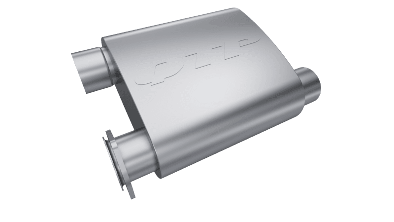 QTP — QTP 2.5in Weld-On 304SS Screamer Muffler Short Case w/Bolt-On QTEC Electric Cutout