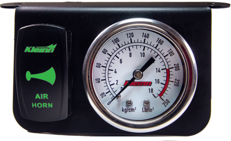 Kleinn Air Horns — Kleinn Panel Mounted 160 PSI Gauge w/ an Illuminated GREEN Momentary Rocker Switch