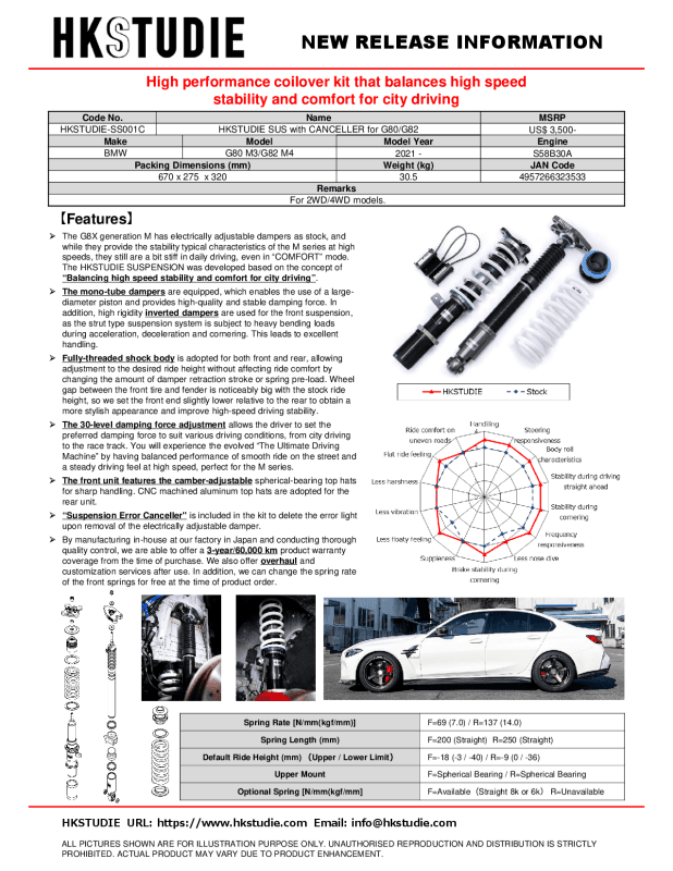 HKS — HKS HKSTUDIE SUSPENSION with CANCELLER for G80/G82