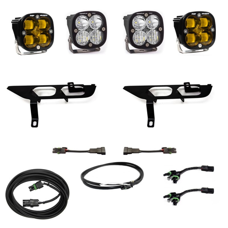 Baja Designs — Baja Designs 2021+ Ford F150 Fog Pocket Kit SAE Amber Squadron Pro DC