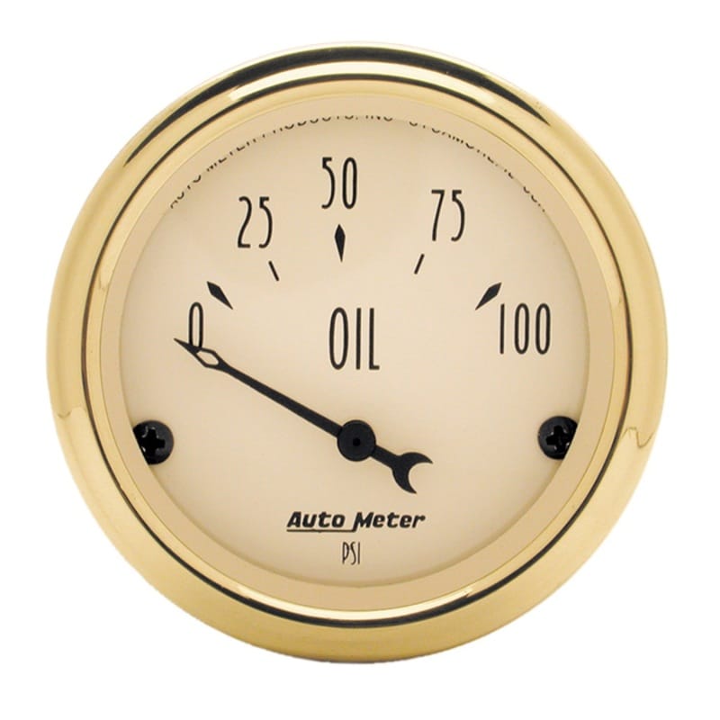 AutoMeter — AutoMeter Gauge Oil Press 2-1/16in. 100PSI Elec Golden Oldies
2" OIL PRESS, 0-100