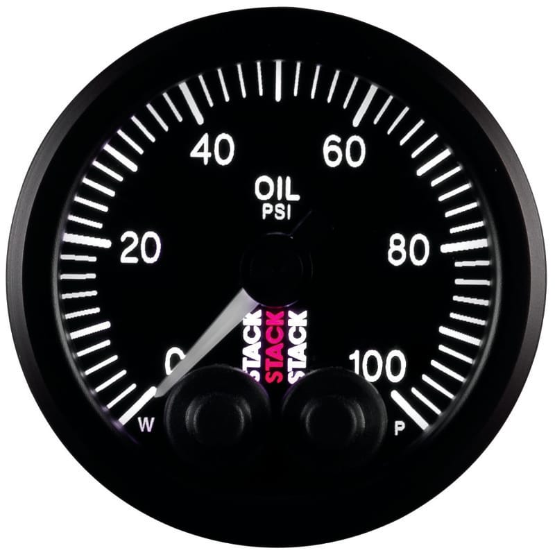 AutoMeter — Autometer Stack Instruments Pro Control 52mm 0-100 PSI Oil Pressure Gauge - Black (1/8in NPTF Male)
Ga OilP PC Bk 100psi