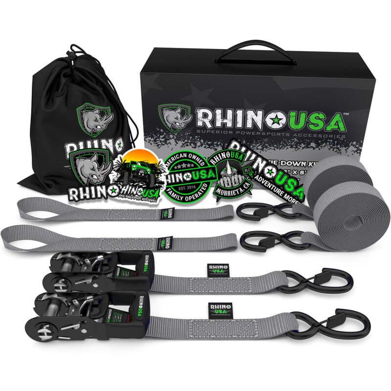 Rhino USA — Rhino USA Heavy Duty Ratchet Tie-Downs 2-Pack (Gray) 1.6In X 8Ft
Tie Down