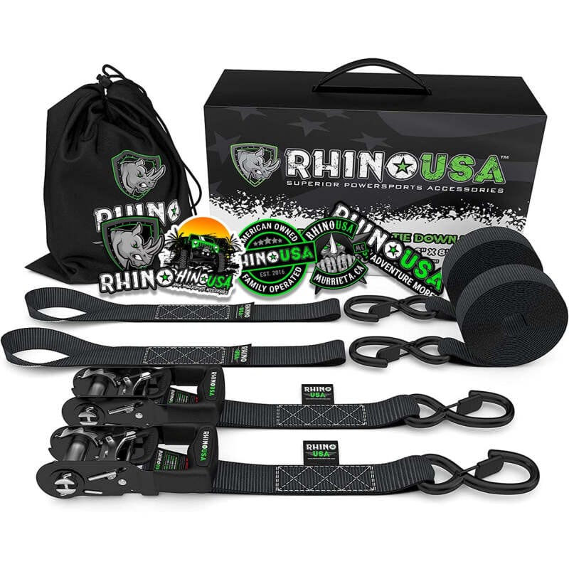 Rhino USA — Rhino USA Heavy Duty Ratchet Tie-Downs 2-Pack (Black) 1.6In X 8Ft
Tie Down