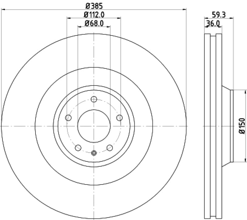 Hella — Hella Pagid Front High Carbon Brake Rotor - 05-09 Audi A8