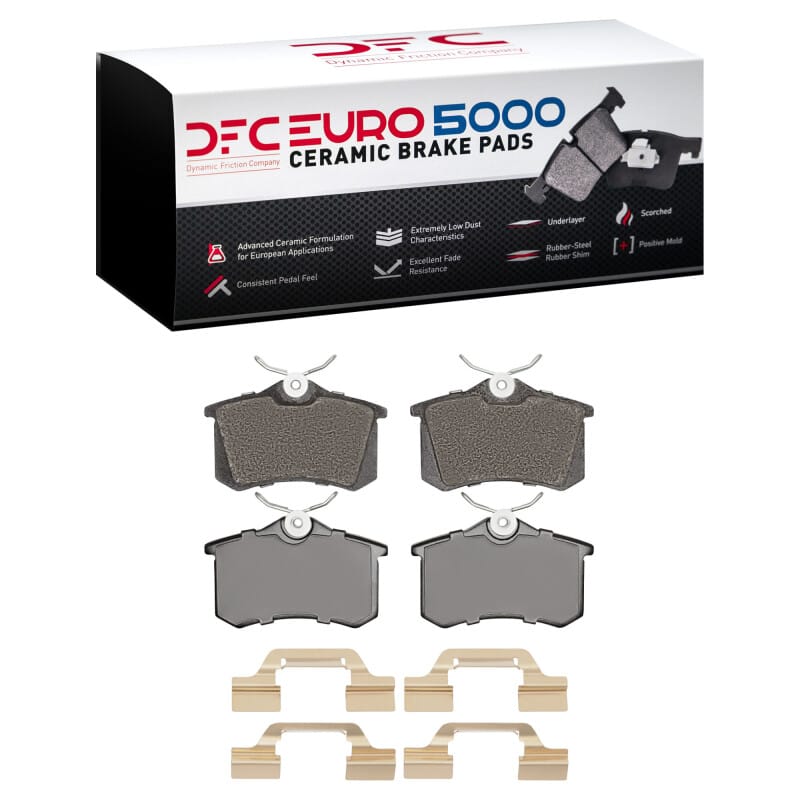 DFC — DFC 03-06 Volkswagen Jetta Sedan/Golf/Golf R Rear Euro 5000 Ceramic Brake Pads and Hardware Kit
DFC EURO Pads + HW