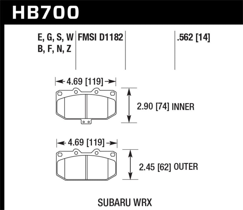 Hawk Performance — Hawk 06-07 Subaru Impreza WRX Front ER-1 Brake Pads
Disc Brake Pad