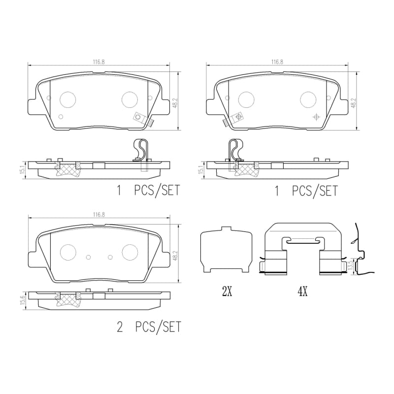 Brembo OE — Brembo 18-21 Genesis G70/ Kia Stinger Rear NAO Brake Pad