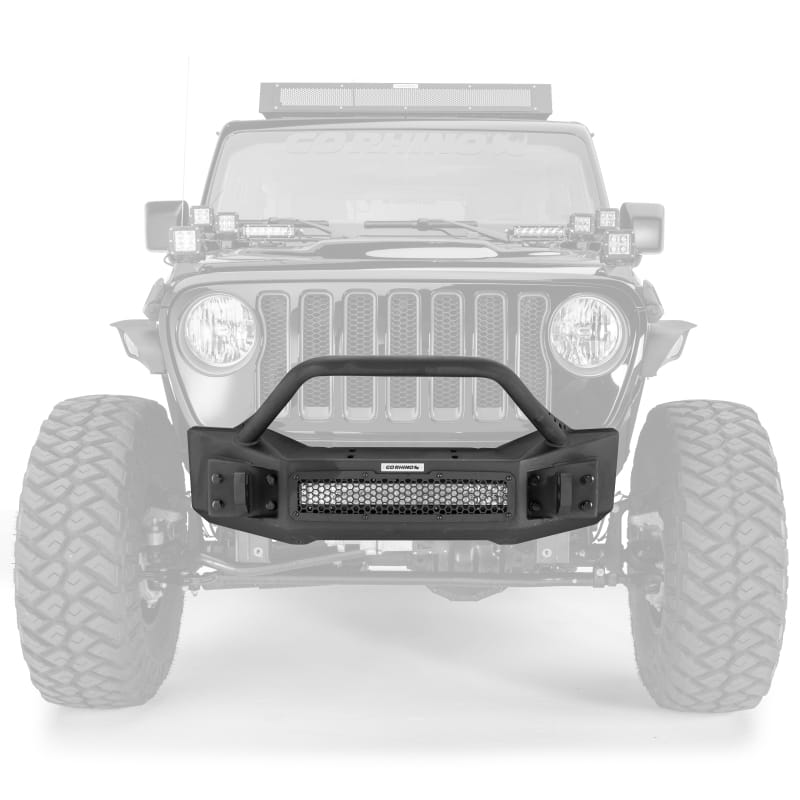 Go Rhino — Go Rhino 07-20 Jeep Wrangler JL/JLU/JK/JKU/Gladiator JT Rockline Front Stubby Bumper w/ Overrider
Rockline Bumper (F)