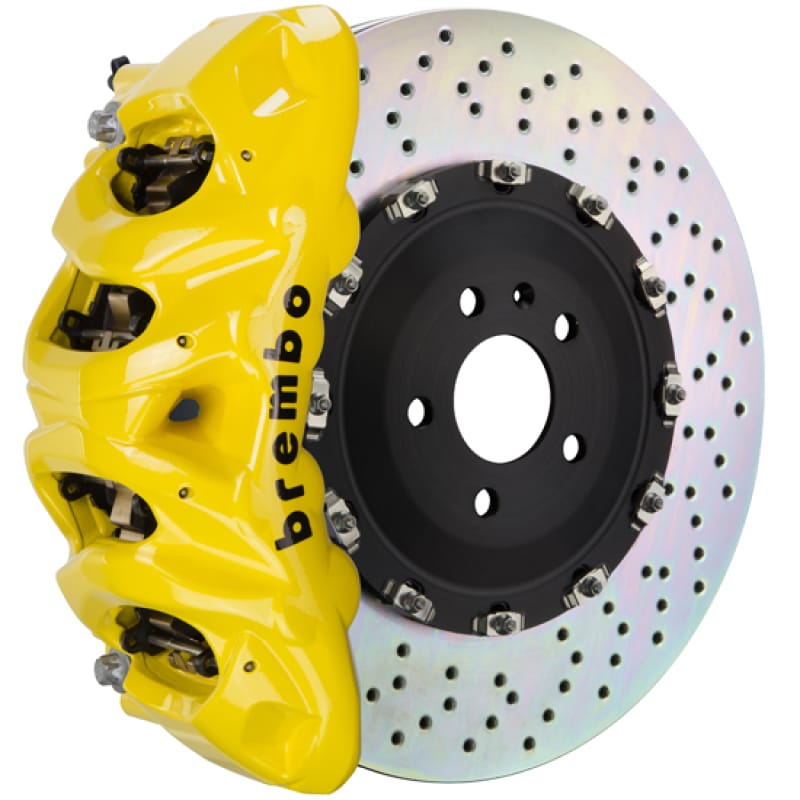 Brembo — Brembo 09-14 F150 2WD Front GT BBK 8 Piston Cast 412x38 2pc Rotor Drilled- Yellow