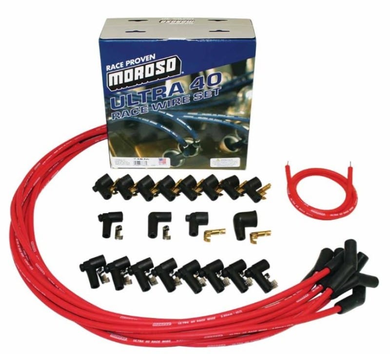 Moroso — Moroso Universal Ignition Wire Set - Ultra 40 - Unsleeved - 135 Degree - Red