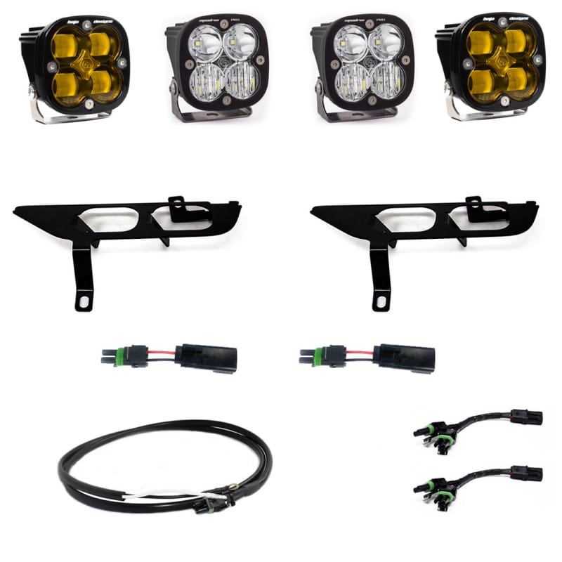 Baja Designs — Baja Designs 21-22 Ford F-150 Squadron SAE Amber/Pro DC Up w/ DRL Fog Pocket Light Kit