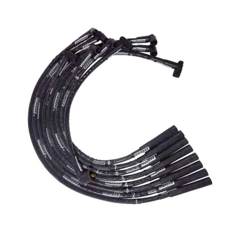 Moroso — Moroso SB Chrysler Mopar Sleeved Str Plug HEI Dist Ultra Spark Plug Wire Set - Black