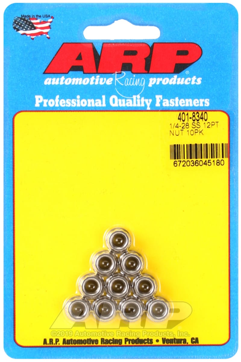 ARP — ARP 1/4-20in SS 12pt Nut Kit (10/pkg)