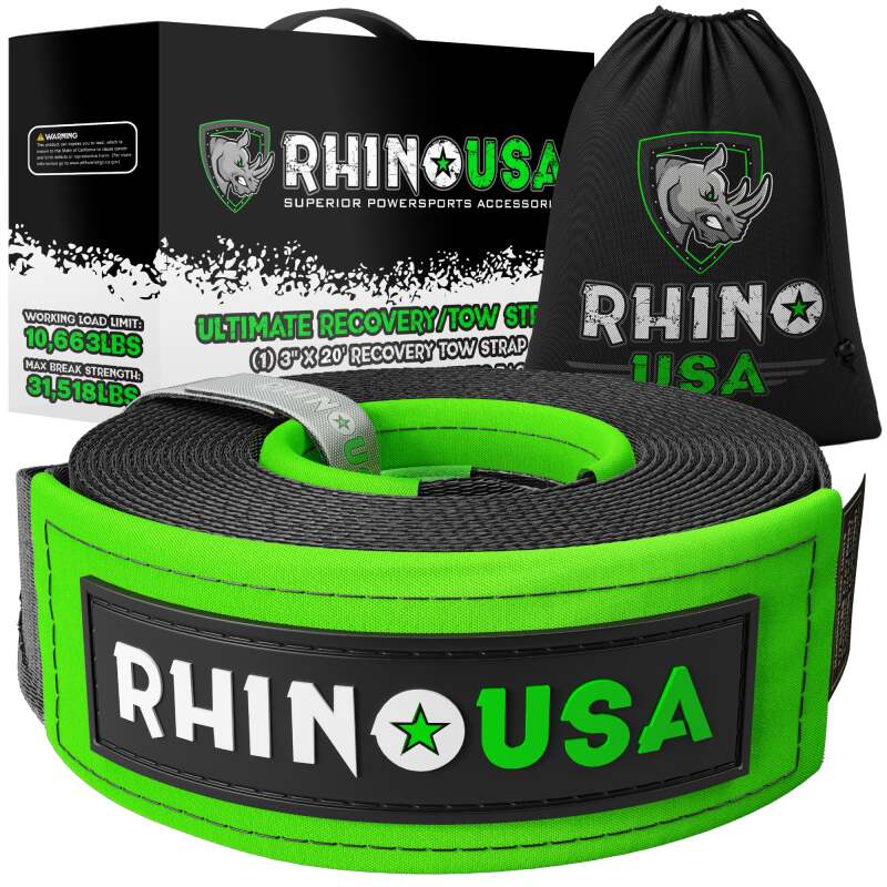 Rhino USA — Rhino USA Recovery Tow Strap 3Inx20Ft (Black)
Tow Strap