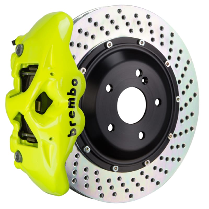 Brembo — Brembo 19-22 A-Class (Excl AMG) Fr GT BBK 6Pis Cast 365x34 2pc Rotor Drilled-Yellow