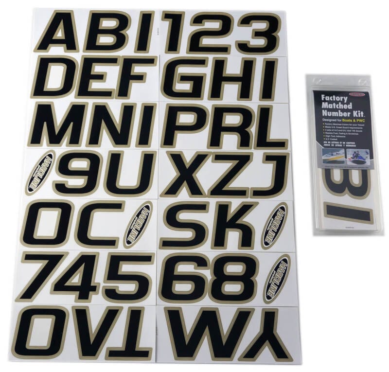 Hardline — Hardline Boat Lettering Registration Kit 3 in. - 700 Black/Beige