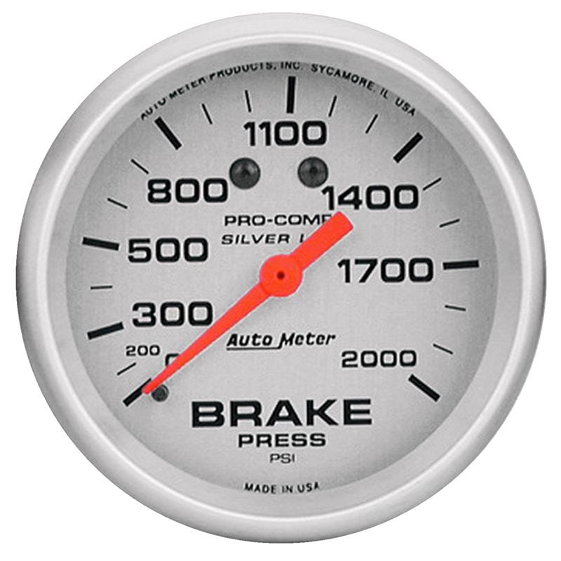 AutoMeter — GAUGE, BRAKE PRESS, 2 5/8" , 2000PSI, LIQUID FILLED MECH, ULTRA-LITE