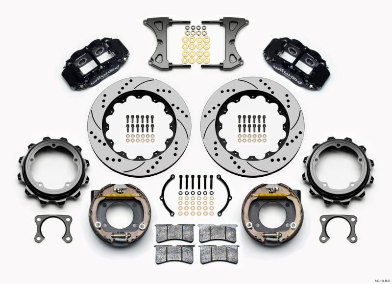 Wilwood — Wilwood Narrow Superlite 4R Rear P-Brk Kit 14.00in Drilled Strange Eng Floater 3.49in Offset
BRAKE KIT