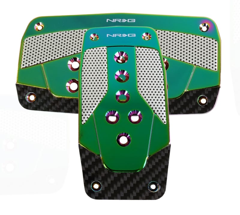 NRG — NRG Aluminum Sport Pedal A/T - Silver w/Neochrome Carbon
