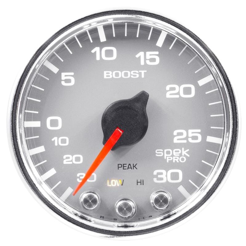 AutoMeter — GAUGE, VAC/BOOST, 2 1/16", 30INHG-30PSI, STEPPER MTR W/PK & WRN,SLVR/CHRME, SPEK