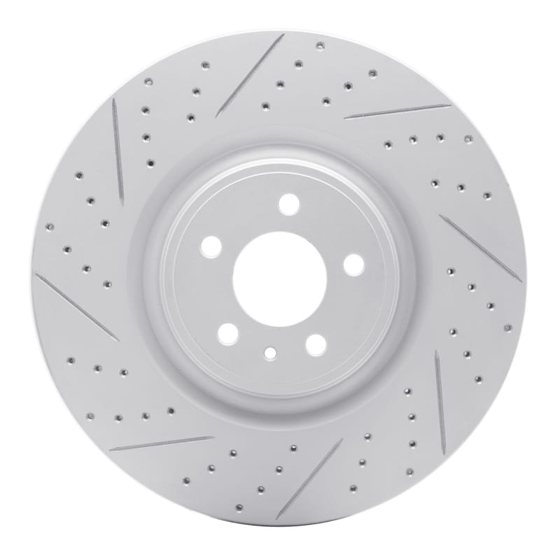 R1 Concepts — R1 13-14 Ford Mustang Front Left Drilled & Slotted Geo-Carbon Rotor
