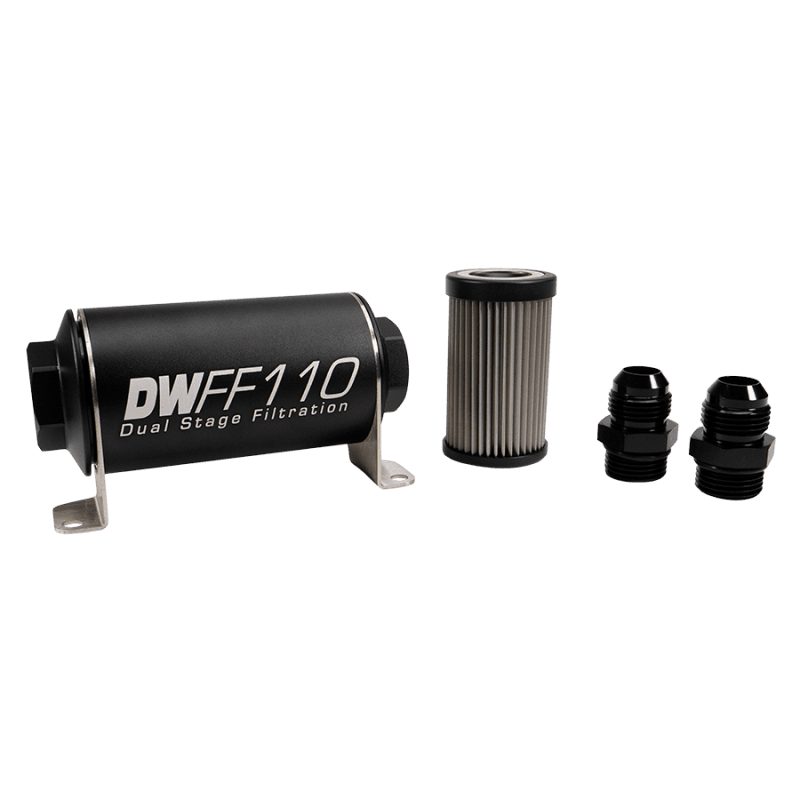 DeatschWerks — DeatschWerks Stainless Steel 10AN 5 Micron Universal Inline Fuel Filter Housing Kit (110mm)
Filtration