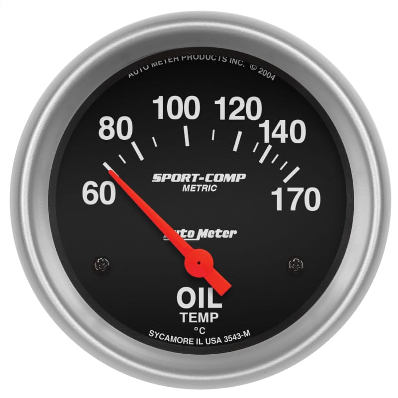 AutoMeter — Autometer Sport-Comp 66.7mm 60-170 Deg C Short Sweep Electronic Oil Temperature Gauge
2-5/8" OIL TEMP, 60-