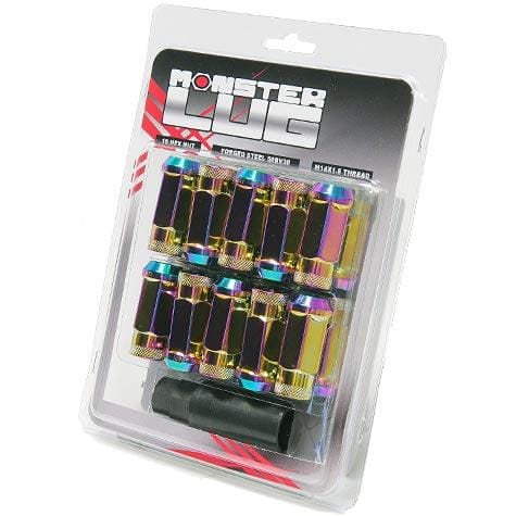 Wheel Mate — Wheel Mate Monster Open End Lug Nut Set of 20 - Chrome Neon 14x1.50