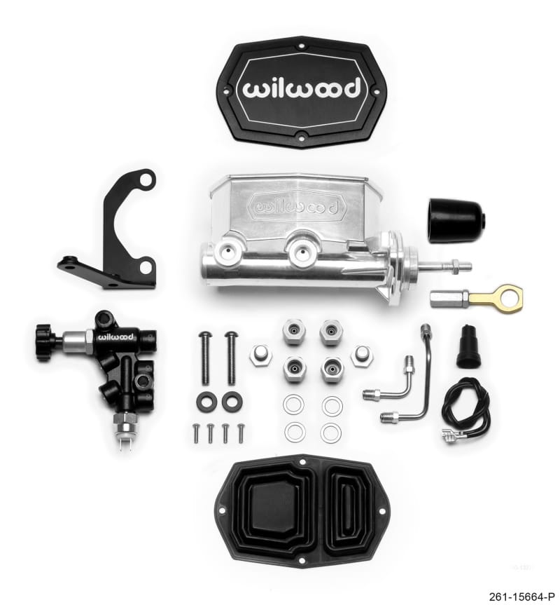 Wilwood — Wilwood Compact Tandem M/C - 15/16in Bore w/RH Bracket and Valve (Mustang Pushrod) - Ball Burnished
M/C,TANDEM KIT