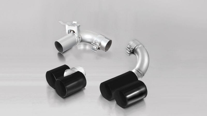Remus — Remus Stainless Steel Tail Pipe Set - 4 Pipes Black Chrome 76mm Straight Cut