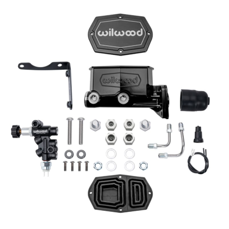 Wilwood — Wilwood Mopar Compact Tandem Master Cylinder Kit w/ Combination Valve 1in Bore - Black