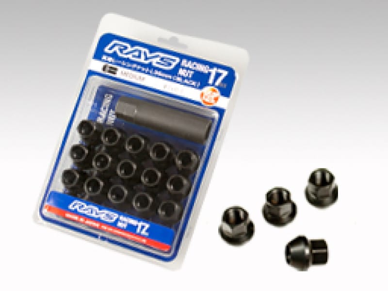 Rays — Rays 17 Hex Racing Nut Set L25 Short Type 12x1.25 - Black Chromate (16 Pieces)