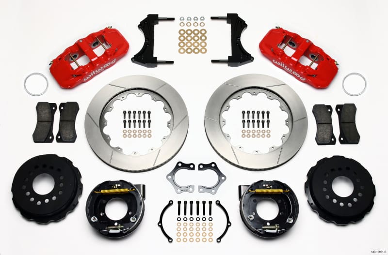 Wilwood — Wilwood AERO4 Rear P-Brake Kit 14.00in Red Mopar/Dana 2.36in Off w/Snap Ring Bearing
BRAKE KIT