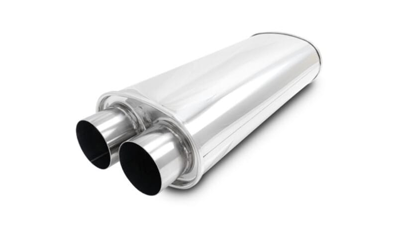 Vibrant — Vibrant Streetpower Oval Muffler 3.0in Dual Inlet/Outlet 18in Body Length
Muffler