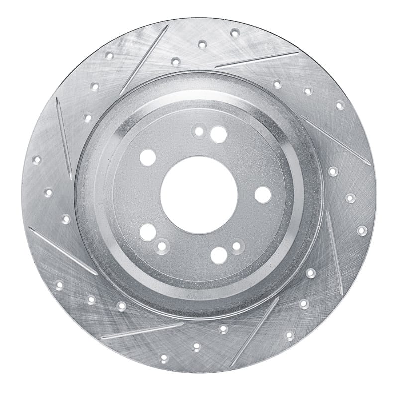 R1 Concepts — R1 21-25 Genesis GV70 Rear Left Drilled & Slotted Silver Brake Rotor