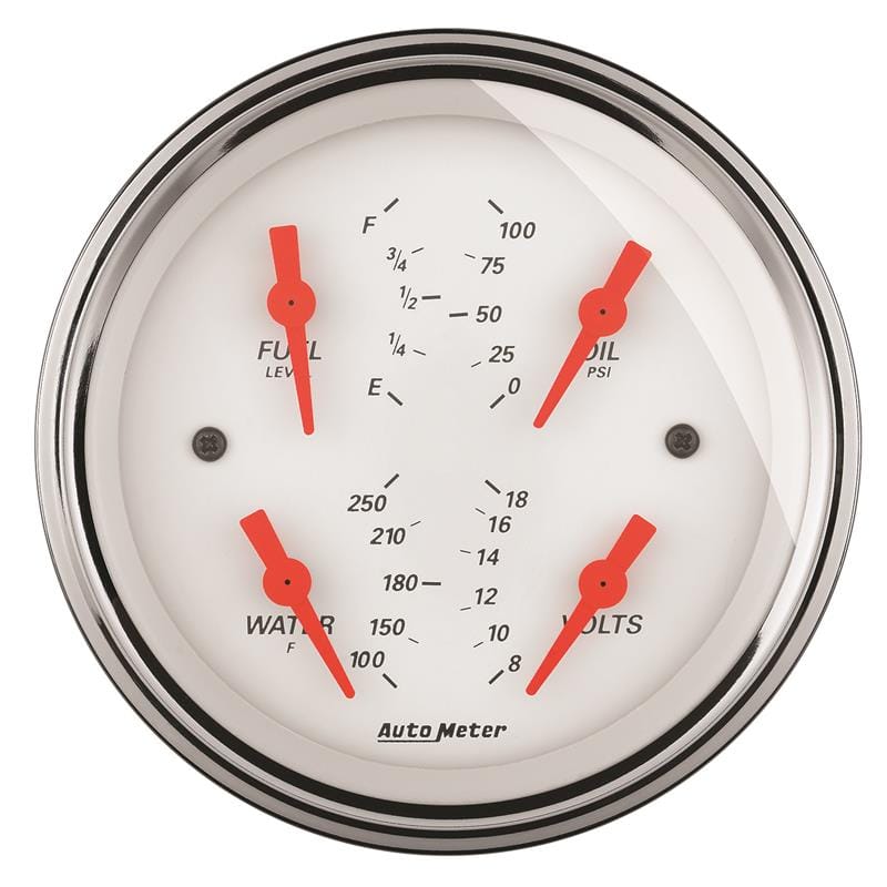 AutoMeter — AutoMeter Gauge Quad 3-3/8in. 0 Ohm(e) to 90 Ohm(f)Elec Arctic White
GA 3.4" QUAD 0-90 AW