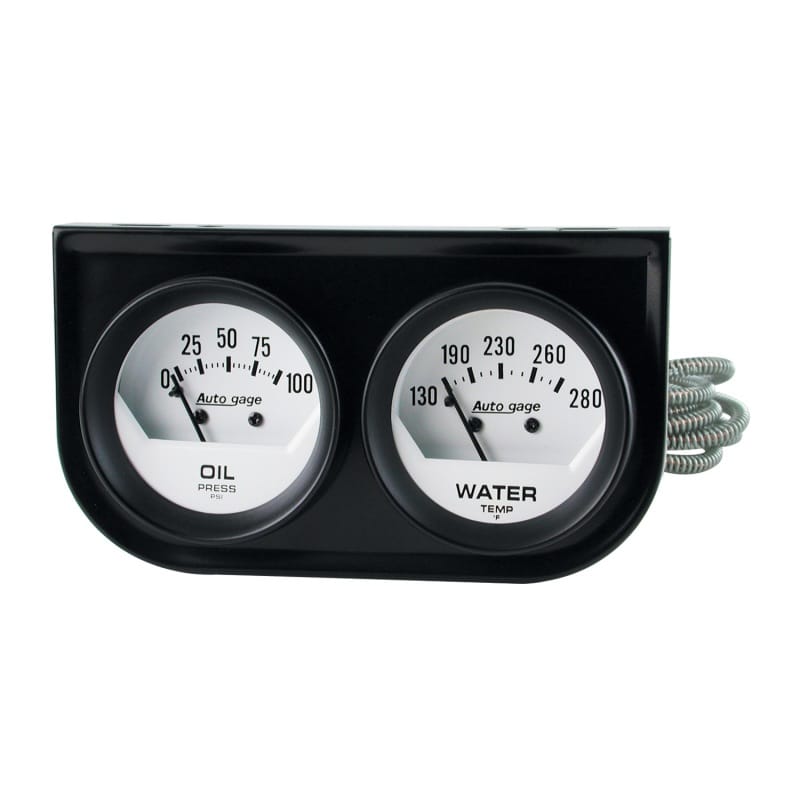 AutoMeter — AutoMeter Gauge Console Oilp/Wtmp 2in. 100PSI/280 Deg. F Wht Dial Blk Bzl Autogage
2 GA PNL OP/WT B AG