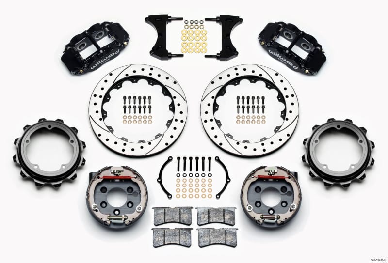 Wilwood — Wilwood Narrow Superlite 4R Rear P-Brk Kit 12.88in Drilled Strange Eng Floater 3.49in Offset
BRAKE KIT