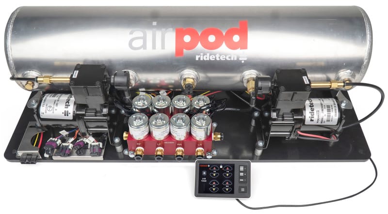 Ridetech — Ridetech RidePro E5 Air Ride Control System 5Gal Dual Compressor AirPod Hi-Flow Big Red 3/8in Valves
5 Gallon AirPod BigR