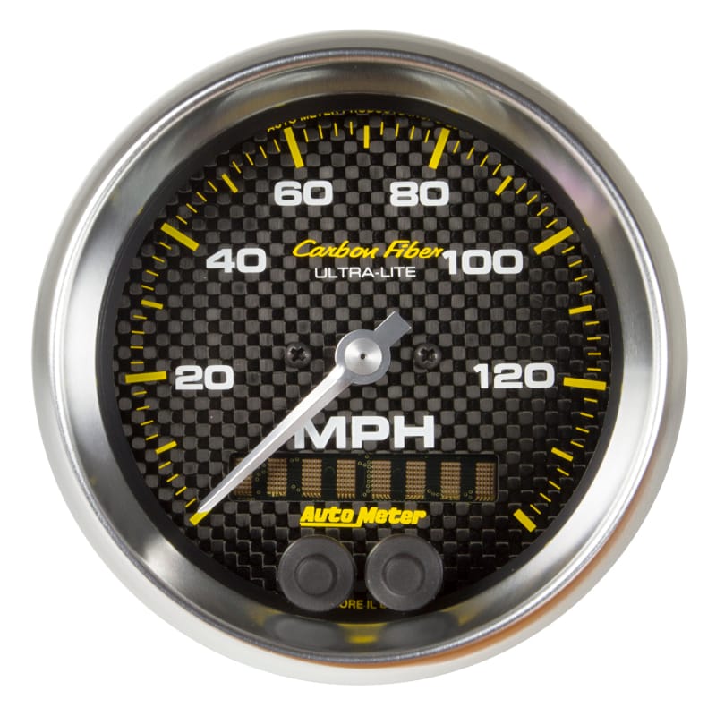 AutoMeter — Autometer Ultra-Lite Carbon Fiber 3-3/8in 140 MPH In-Dash Full Sweep GPS Speedometer
GA 3.4" SPD GPS CF
