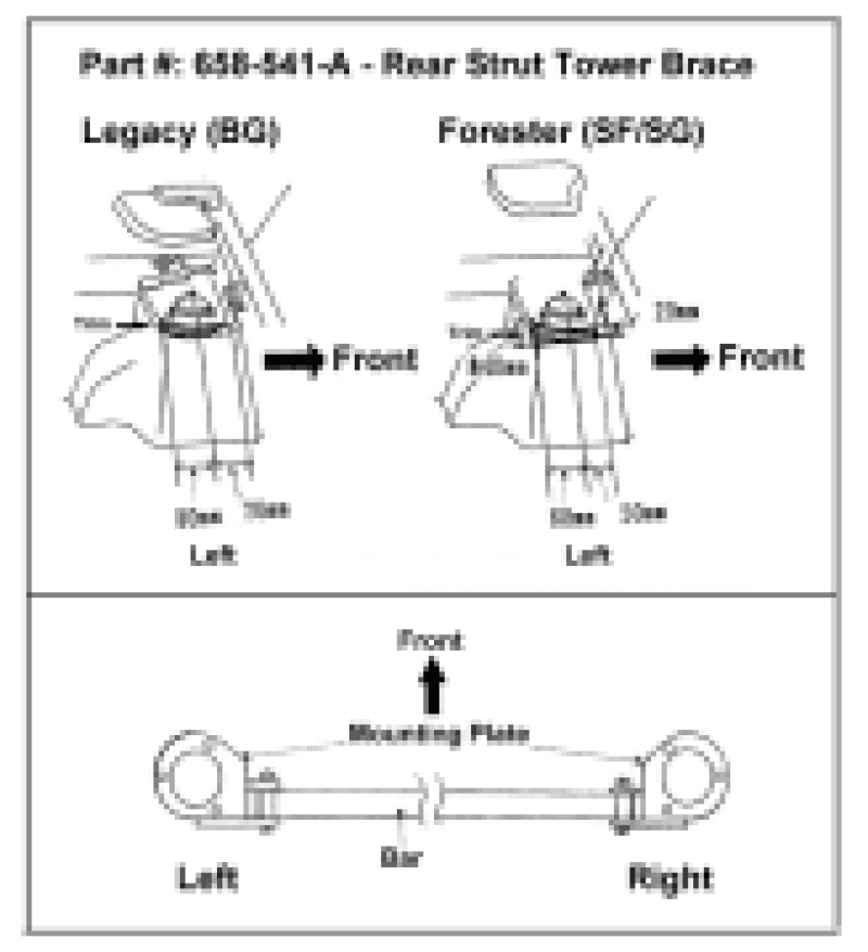 Cusco — Cusco Strut Bar Type-AS Rear 20mm Round Subaru Forester SF/SG (Rear Panel Trimming Requried)