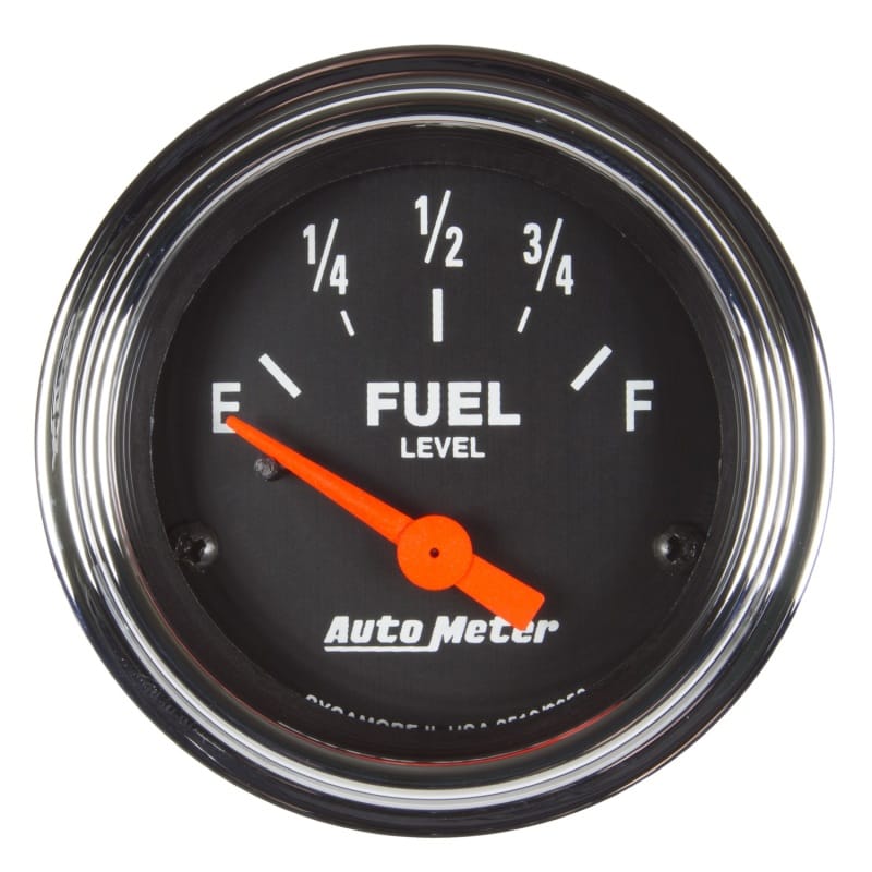 AutoMeter — Autometer Traditional Chrome Gauge Fuel Level 2 1/16in 73e To 10f(Aftermarket Linear) Elec
2-1/16" FUEL LEVEL,