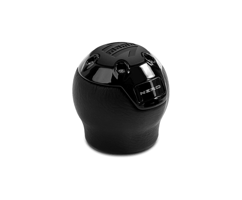 MOMO — Momo Nero Shift Knob - Black Leather, Black Chrome Insert, with Reverse Lockout
