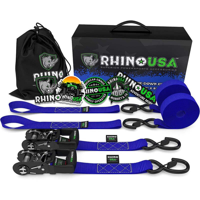 Rhino USA — Rhino USA Heavy Duty Ratchet Tie-Downs 2-Pack (Blue) 1.6In X 8Ft
Tie Down