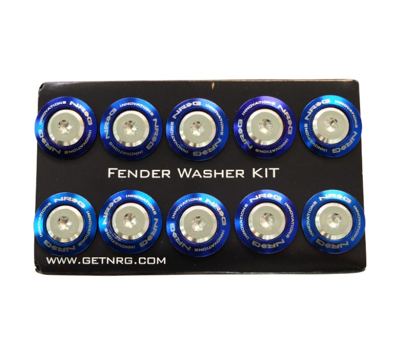 NRG — NRG Fender Washer Kit (TI Series) M6 Bolts/SS For Plastic (Silver Washer/TI Burn Screw) - Set of 10